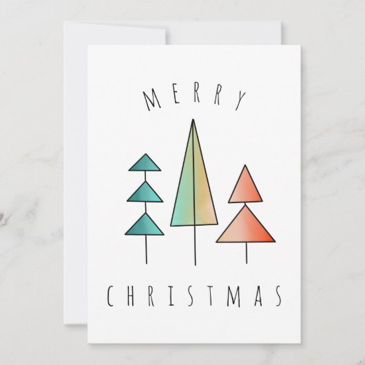 ミッドセンチュリーモダンレインボーツリーズ赤面ティール(緑がかった色)シンプル シーズンカード (正面)