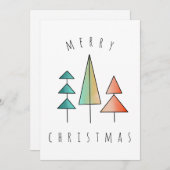 ミッドセンチュリーモダンレインボーツリーズ赤面ティール(緑がかった色)シンプル シーズンカード (正面/裏面)