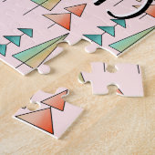 ミッドセンチュリーモダンレインボーツリーズ赤面ティール（緑がかった色）シンプル ジグソーパズル (側面)