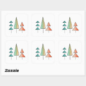 ミッドセンチュリーモダンレインボーツリーズ赤面ティール(緑がかった色)シンプル スクエアシール (シート)