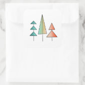 ミッドセンチュリーモダンレインボーツリーズ赤面ティール(緑がかった色)シンプル スクエアシール (バッグ)