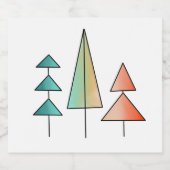 ミッドセンチュリーモダンレインボーツリーズ赤面ティール(緑がかった色)シンプル スパークリングワインラベル (シングルラベル)