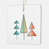 ミッドセンチュリーモダンレインボーツリーズ赤面ティール(緑がかった色)シンプル セラミックオーナメント (左)