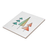 ミッドセンチュリーモダンレインボーツリーズ赤面ティール(緑がかった色)シンプル タイル (側面)