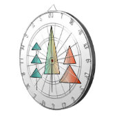 ミッドセンチュリーモダンレインボーツリーズ赤面ティール（緑がかった色）シンプル ダーツボード (正面右)