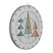 ミッドセンチュリーモダンレインボーツリーズ赤面ティール（緑がかった色）シンプル ダーツボード (正面左)