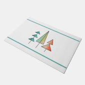 ミッドセンチュリーモダンレインボーツリーズ赤面ティール（緑がかった色）シンプル ドアマット (アングル)