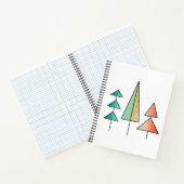 ミッドセンチュリーモダンレインボーツリーズ赤面ティール（緑がかった色）シンプル ノートブック (内部)