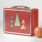 ミッドセンチュリーモダンレインボーツリーズ赤面ティール（緑がかった色）シンプル メタルランチボックス (インサイチュ)