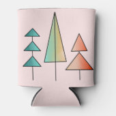 ミッドセンチュリーモダンレインボーツリーズ赤面ティール（緑がかった色）シンプル 缶クーラー (正面)