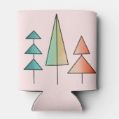 ミッドセンチュリーモダンレインボーツリーズ赤面ティール（緑がかった色）シンプル 缶クーラー (裏面)