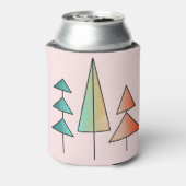 ミッドセンチュリーモダンレインボーツリーズ赤面ティール（緑がかった色）シンプル 缶クーラー (缶裏面)
