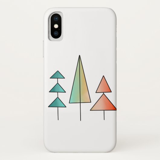 ミッドセンチュリーモダンレインボーツリーズ赤面ティール(緑がかった色)シンプル Case-Mate iPhoneケース (裏面)