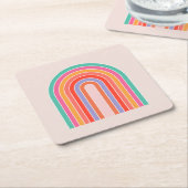 ミッドセンチュリーモダンレインボー スクエアペーパーコースター (アングル)