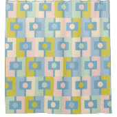 ミッドセンチュリーモダンレクタンジェルジオメトリックパステル シャワーカーテン (正面)