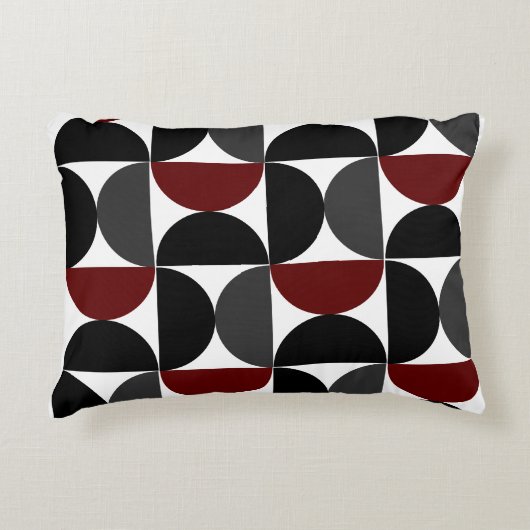 ミッドセンチュリーモダンレッドブラックとグレー アクセントクッション (正面)