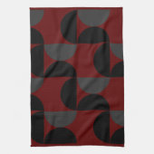 ミッドセンチュリーモダンレッドブラックとグレー キッチンタオル (縦)