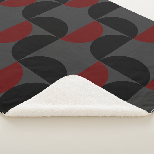 ミッドセンチュリーモダンレッドブラックとグレー シェルパブランケット (3/4)