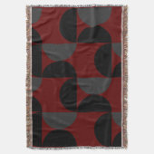ミッドセンチュリーモダンレッドブラックとグレー スローブランケット (正面縦)