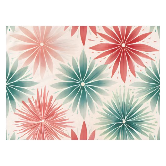 ミッドセンチュリーモダンレトロウォーターカラークリスマス テーブルクロス (正面(横))