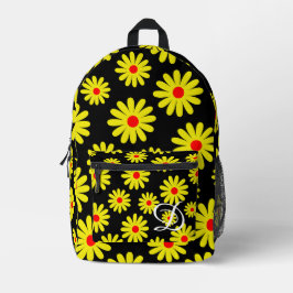 ミッドセンチュリーモダンレトロオレンジ色の黄色デイジー プリントバックパック