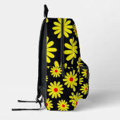 ミッドセンチュリーモダンレトロオレンジ色の黄色デイジー プリントバックパック (左)