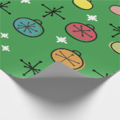 ミッドセンチュリーモダンレトロクリスマスアートグリーン ラッピングペーパー (角)