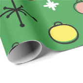 ミッドセンチュリーモダンレトロクリスマスアートグリーン ラッピングペーパー (ロールコーナー)