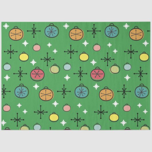 ミッドセンチュリーモダンレトロクリスマスアートグリーン 薄葉紙 (正面)