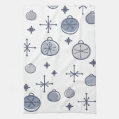 ミッドセンチュリーモダンレトロクリスマスアートシルバー キッチンタオル (縦)