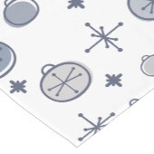 ミッドセンチュリーモダンレトロクリスマスアートシルバー ショートテーブルランナー (コーナー)