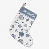 ミッドセンチュリーモダンレトロクリスマスアートシルバー スモールクリスマスストッキング (正面 (吊り時))