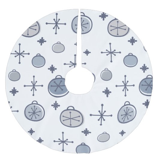 ミッドセンチュリーモダンレトロクリスマスアートシルバー ブラッシュドポリエステルツリースカート (正面)