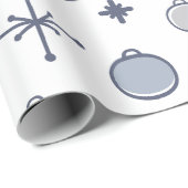 ミッドセンチュリーモダンレトロクリスマスアートシルバー ラッピングペーパー (ロールコーナー)