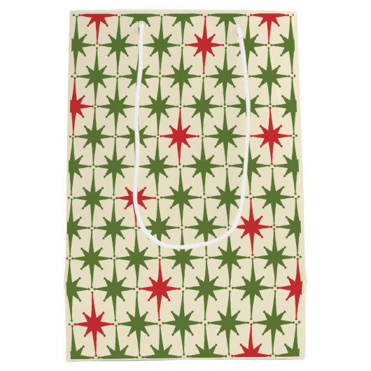 ミッドセンチュリーモダンレトロクリスマススターバスト ミディアムペーパーバッグ (裏面)