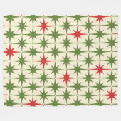 ミッドセンチュリーモダンレトロクリスマススターパターン フリースブランケット (正面(横))