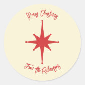 ミッドセンチュリーモダンレトロクリスマススターパーソナライズされた ラウンドシール (正面)