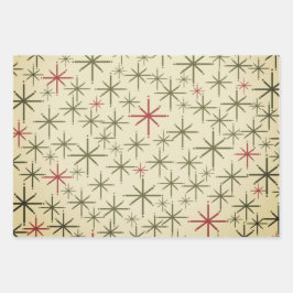 ミッドセンチュリーモダンレトロクリスマスパターン ラッピングペーパーシート