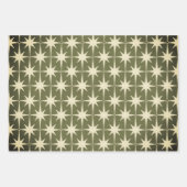 ミッドセンチュリーモダンレトロクリスマスヴィンテージスター ラッピングペーパーシート (正面3)