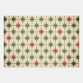 ミッドセンチュリーモダンレトロクリスマスヴィンテージスター ラッピングペーパーシート (正面)