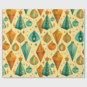 ミッドセンチュリーモダンレトロクリスマス原子オーナメント ラッピングペーパー (フラット)