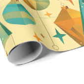 ミッドセンチュリーモダンレトロクリスマス原子オーナメント ラッピングペーパー (ロールコーナー)