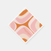 ミッドセンチュリーモダンレトログルーブピンクとオレンジ スタンダードカクテルナプキン (角)
