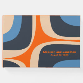 ミッドセンチュリーモダンレトログルーブブルーとオレンジ ゲストブック