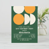 ミッドセンチュリーモダンレトロジオメトリックグリーン誕生日 招待状 (スタンド正面)