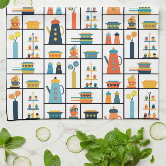 ミッドセンチュリーモダンレトロスタイリッシュキッチンシェルフ キッチンタオル (折り畳み)