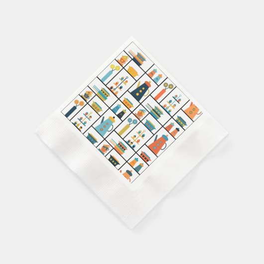 ミッドセンチュリーモダンレトロスタイリッシュキッチンシェルフ 縁ありカクテルナプキン (角)