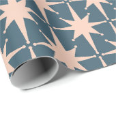 ミッドセンチュリーモダンレトロスターズスチールブルーパターン ラッピングペーパー (ロールコーナー)