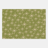 ミッドセンチュリーモダンレトロスターバストオレンジティール(緑がかった色)オリーブ ラッピングペーパーシート (正面3)