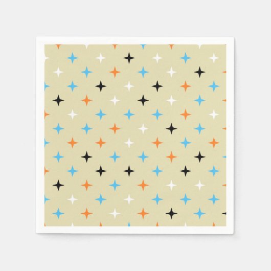 ミッドセンチュリーモダンレトロスターバストパターン スタンダードカクテルナプキン (正面)